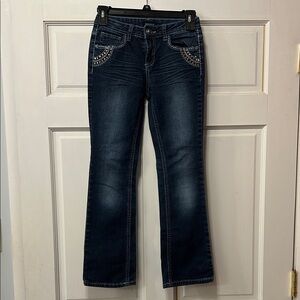 Squeeze Girls Dark Blue Jeans with Studded Pockets